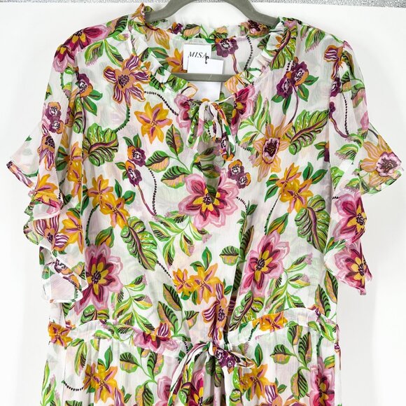 NWT Misa Los Angeles Ranjana Floral Cinch Waist Midi Dress - Picture 4 of 12